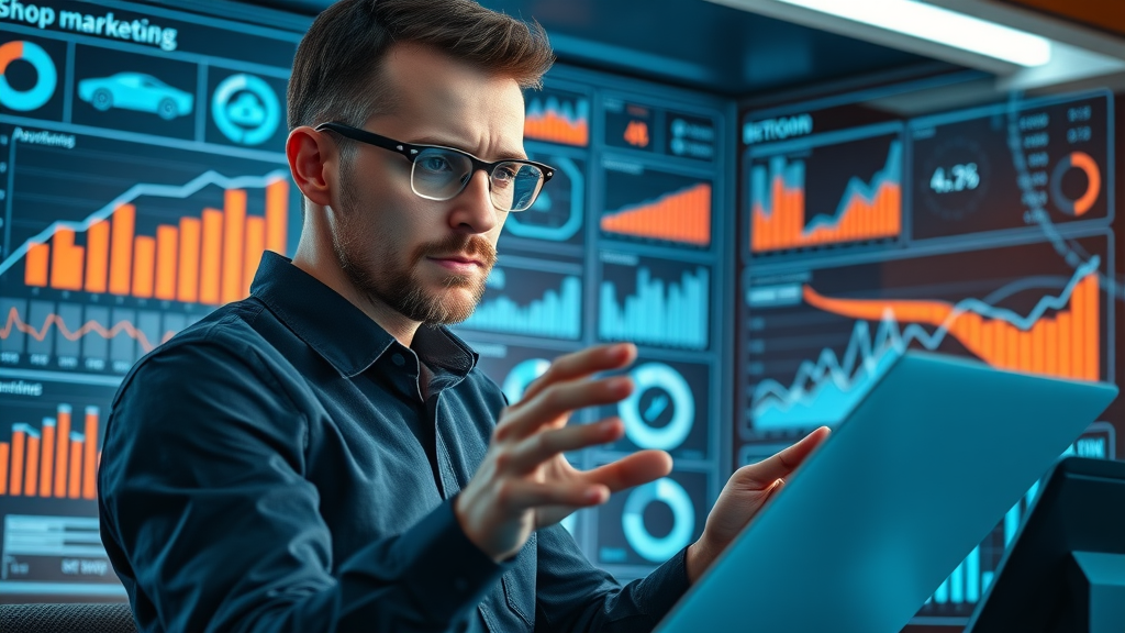 data analytics dashboard with auto repair shop KPIs for marketing tracking