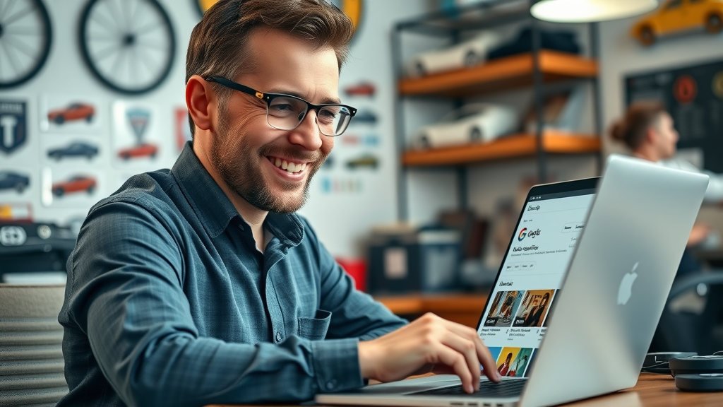 auto repair shop owner optimizing google business profile