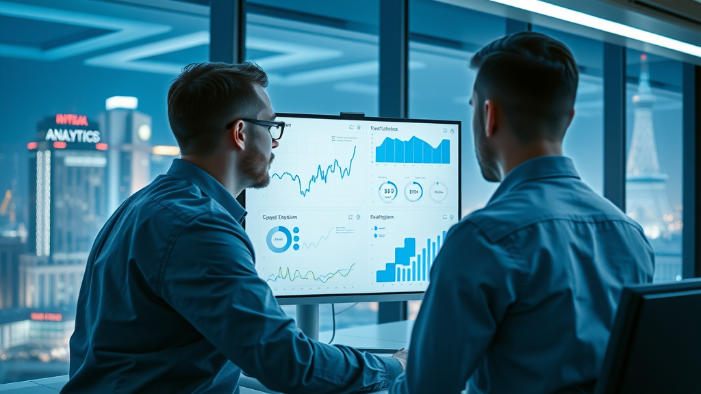 analytics dashboard tracking local SEO performance for an auto repair shop owner
